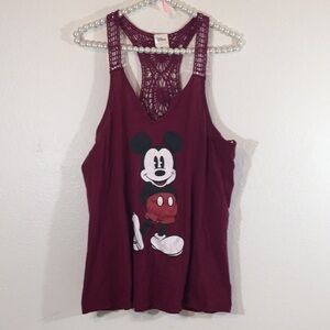 Mickey Mouse Crochet Back Tank  Womens Juniors